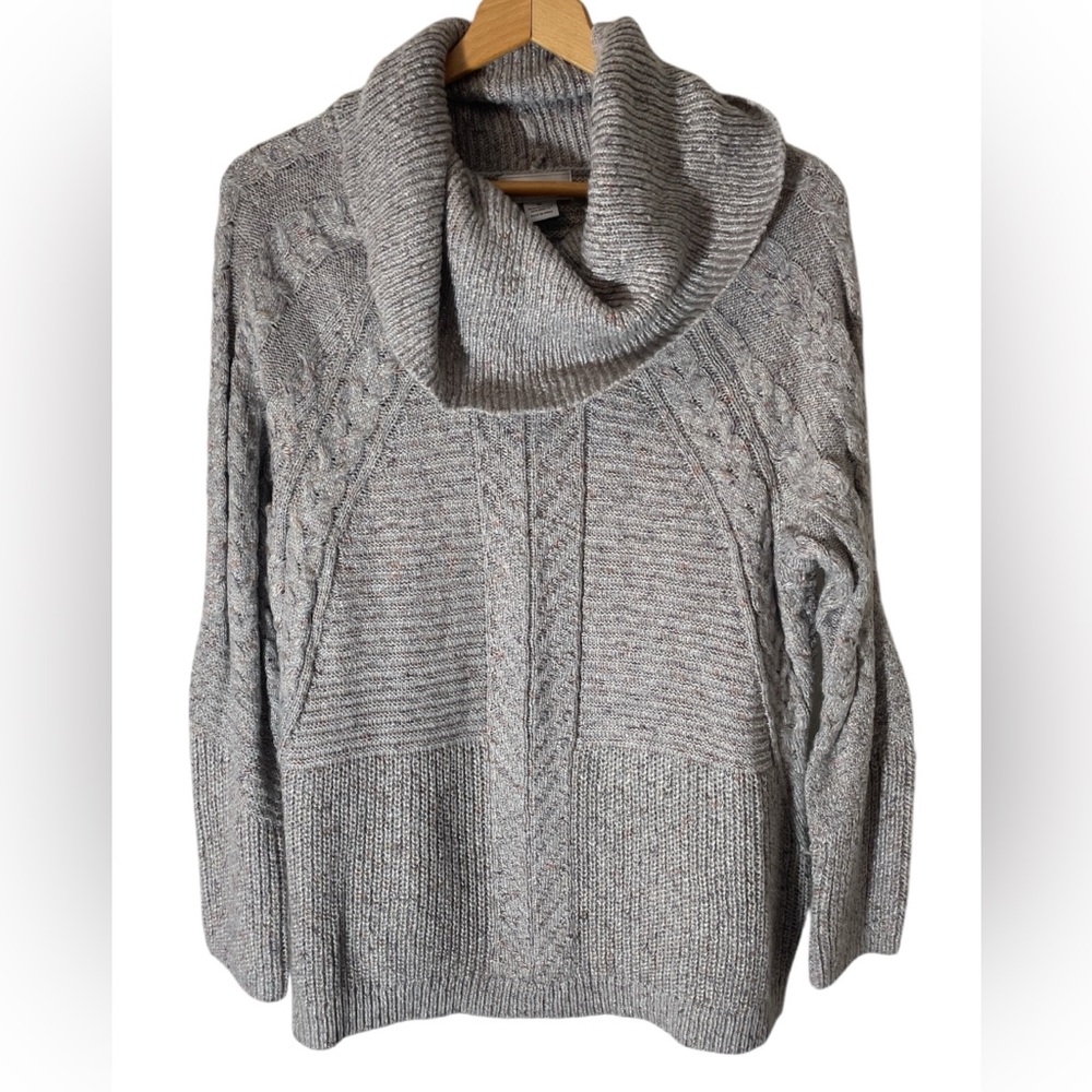 B2- LIZ CLAIBORNE - CABLE KNIT COWL NECK SWEATER - XL